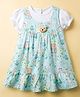 WOW Clothes Woven Frock & Half Sleeves Inner Tee With Floral Print & Teddy Bear Applique - White