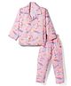 Rikidoos Cotton Woven Full Sleeve Co-ords Shirt & Pajama Night Suit with Unicorn Print - Pink