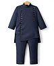 Little Bull Full Sleeves Button Embellished Kurta Pyjama Set - Blue