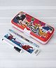 Disney Mickey Xylo Pencil Box with Whiteboard, Marker Pen & Timetable Stationery Kit - Red & Blue