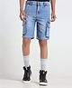 Under Fourteen Only Washed Cargo Shorts - Light Blue