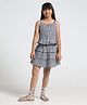 Under Fourteen Only Sleeveless Frill Detailed Seersucker Checked Coordinating Crop Top & Skirt Set - Black
