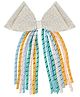 Aye Candy Glittered Bow Applique Detailed Alligator Hair Clip - Pink Yellow & Blue