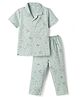Ben Benny Interlock Knit Half Sleeves Shirt & Pyjama Co-ord Night Suit with Space Theme Print - Green