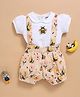 Wonderchild Half Puffed Sleeves Honey Bee Patch Detailed Tee With Bumblebee Printed Gallice Shorts - White