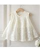POP STREET KIDS Cotton Woven Sleeveless Floral Lace Embellished Dress - White