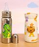 Totilo Stainless Steel Bottle With Soft Bottle Cover, 250 ml- Dino Design & Yellow