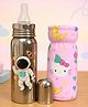 Totilo Stainless Steel Bottle With Soft Bottle Cover, 250ML- Astro Design & Pink