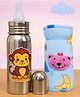 Totilo Stainless Steel Bottle With Soft Bottle Cover, 250 ml- Monkey Design & Blue