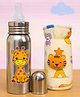 Totilo Stainless Steel Bottle With Soft Bottle Cover, 250 ml- Giraffe Design & Yellow