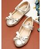 Tiny Bugs Bow Applique Detailed Pearls Embellished Velcro Closure Mary Jane Ballerinas - Gold
