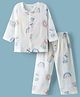 KIDLINGSS Muslin Woven Full Sleeves Bunny Printed Shirt & Pajama  Night Suit - White