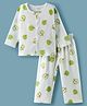 KIDLINGSS Muslin Woven Full Sleeves Apple Printed Shirt & Pajama Night Suit - White