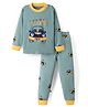KIDLINGSS Cotton Knit Full Sleeves Car Printed Tee & Pajama Set - Green