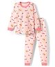 KIDLINGSS Cotton Knit Full Sleeves Teddy Printed Tee & Pajama Set - Light Pink