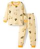 KIDLINGSS Cotton Knit Full Sleeves Vehicles Printed Tee & Pajama Set - Lemon Yellow