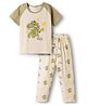 KIDLINGSS Cotton Knit Half Sleeves Dinosaur Printed Tee & Pant Set - Sea Green
