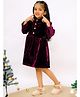 AJ Dezines Velvet Woven Full Sleeves Solid Dress - Purple