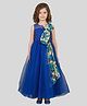 PinkCow Net Woven Sleeveless Pearls Embellished Bow Applique Detailed Gown - Blue