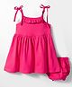 Babyhug Cotton Knit Sleeveless Solid Color Frock with Bloomer - Dark Pink