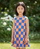 Vastrarth Pure Cotton Woven Sleeveless Checkerboard Printed Dress - Orange