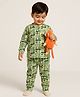 Vastrarth Pure Cotton Woven Full Sleeves Animal Printed Coordinating Kurta & Pajama Night Suit - Green