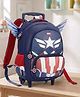 Captain America Height 16 Inches Trolley School Bag with Wings 22 Litres 2 Compartment 1 Front Pocket - Blue