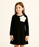 ZIP ZAP ZOOP Knit Full Sleeves Floral Applique Detailed Dress - Black