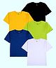 Kiddopanti Cotton Knit Pack Of 5 Half Sleeves Solid Tees - Yellow Royal Blue Black White & Neon Green
