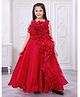 Ministitch Oraganza Woven Sleeveless Floral Applique Detailed Gown - Red