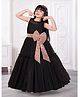 Ministitch Net Woven Sleeveless Sequin Embellished Bow Applique Gown - Black