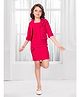 Ministitch Woven Stone Embellished Floral Applique Detailed Dress With Three Fourth Sleeves Jacket - Red