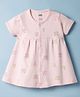 Pink Rabbit Interlock Knit Half Sleeves Front Open Frock with Giraffe Print - Light Pink