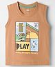 Pink Rabbit Single Jersey Knit Sleeveless Tank T-Shirt with Sport Print - Beige