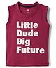 Pink Rabbit Single Jersey Knit Sleeveless Tank T-Shirt with Little Dude Big Future Print - Dark Red