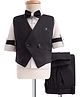 Rikidoos Cotton Woven Full Sleeves Solid Colour 3 Piece Party Suit with Bow - Black & Grey