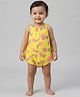 Creative Kids Georgette Woven Sleeveless Lemon Printed Onesie - Yellow & Pink