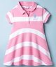US Polo Assn Cotton Knit Half Sleeves Striped Frock - Light Pink