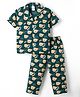 Ollypop Sinker Knit Half Sleeves Co-ords Shirt & Pajama Night Suit with Bear Print- Green