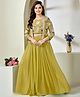 Lagorii Georgette Woven Floral Printed Lehenga & Choli Set With Full Sleeves Jacket - Green
