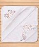 Doreme Interlock Knit Unisex Towel & Wrappers With Cute Cat Print L 81 x B 81 cm - White