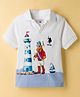 US Polo Assn 100% Cotton Knit Half Sleeves Nautical Theme Printed Polo T-Shirt - White