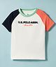 US Polo Assn 100% Cotton Knit Raglan Half Sleeves Text Embroidered T-Shirt - White