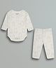 URBANRAC Cotton Knit Full Sleeves Bear Printed Coordinating Onesie & Pants Set - White