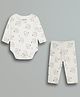 URBANRAC Cotton Knit Full Sleeves Lion Printed Coordinating Onesie & Pants Set - White