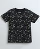 Etched Design 100% Cotton Knit Half Sleeves Paused Text Printed Tee - Black