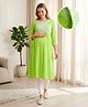 Bella Mama Woven Three Fourth Sleeves Maternity Kurta with Embroidery - Light Green