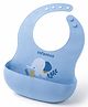 Infantso Silicone Baby Bib for Feeding & Weaning Babies & Toddlers, Waterproof, Washable & Reusable With Food Pocket, Mess Free, Easy Cleaning, No Bad Odour, Adjustable Neckline with Buttons -Blue