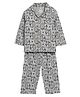 The Boo Boo Club Pure Cotton Knit Full Sleeves Animal Printed Coordinating Shirt & Pant Night Suit - Grey