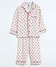 Cocoon Care Muslin Knit Full Sleeves Heart Printed Coordinating Shirt & Pant Night Suit - White